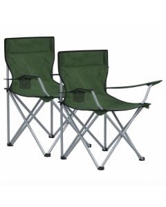 SONGMICS Folding Camping Chairs Set of 2, Portable Outdoor Fishing Chairs with Armrests and Cup Holders
