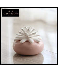 Chando Aroma Porcelain Diffuser Pink Lotus, Rose Garden Fragrance, Long-Lasting Home Aroma, Elegant Ceramic Design for Rooms up to 12sqm - 100ml 