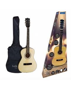 Lexibook 36-Inch Wooden Acoustic Guitar Black Starter Kit with Nylon Strings, Learning Carry Bag, Strap, Pick, Learning Guide