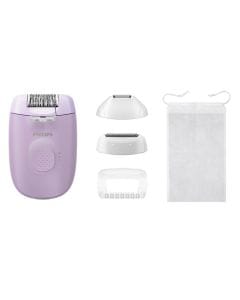 Philips Series 4000 Corded Epilator, 2 Speed Settings, Efficient Epilation System, Gentle Skin Contact Cap, Ergonomic Grip, 15V AC Powered | White/Purple - BRE257/00