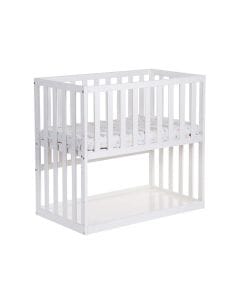 Childhome Bedside Crib 50x90cm, Adjustable In 3 Different Heights, 4 Slatted Sides, Lockable Casters - White