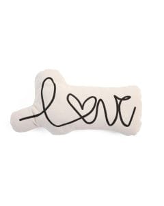 Childhome Love Letter Canvas Cushion, Machine Washable, Child-Friendly Construction, Lightweight And Portable Design - White
