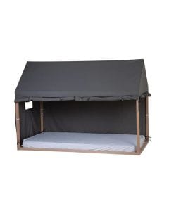 Childhome Bed Frame House Cover 90x200cm, Handy Windows, Roll-Up Sides, Very Easy To Attach - Anthracite