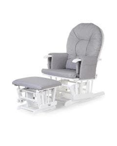 Childhome Footrest Canvas Gliding Chair, Smooth Rocking Motion, Solid Rubberwood Frame, Includes Matching Footrest - Gray