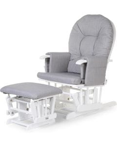 Childhome Nursery Gliding Rocking Chair with Gliding Footrest Thick Cushions Padded Arms Solid Beech 80kg Max Canvas Grey | CHGLCG