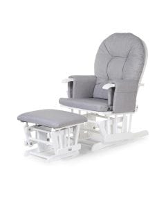 Childhome Nursery Gliding Rocking Chair with Gliding Footrest Thick Cushions Padded Arms Solid Beech 80kg Max Canvas Grey | CHGLCG