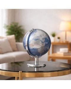 Luxury Signature Rotating Colored Globe, 24x21cm Educational World Globe, Desktop Rotating Geographic Model for Home, Office, Classroom & Study Decor