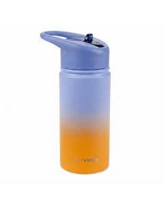 Skip Hop Outer Space Wander Stainless Steel Straw Bottle 450ml, Flip-Up Straw With Leak-Resistant Design, Easy-Grip Carry Handle - Ombre Blue