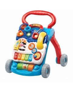 VTech Sit-to-Stand Learning Walker, Blue Interactive Baby Walker with Removable Activity Panel