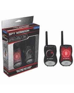 Lexibook Spy Mission Walkie Talkies for Kids, 200m Range, 2-Channel Radio Set with Belt Clip| Black/Red