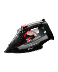 Oscar 2400W Steam Iron, Ceramic Soleplate, Powerful Steam, Adjustable Temperature Control, BS Plug | Red Black - OSI810