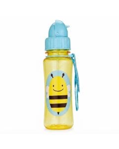 Skip Hop Zoo Bee Straw Bottle 12+ Months 390ml, Hygienic Flip-Down Straw, Fun Zoo Character Design, Dishwasher Safe - Multicolour