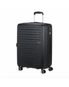 American Tourister Aerojoy 66cm Hard-Shell Check-In Suitcase - Lightweight ABS 4-Wheeled  Black, TSA Lock, Expandable