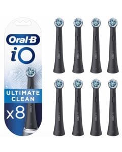 Oral-B iO Ultimate Clean Electric Toothbrush Heads, Black, 8-Pack - Twisted Angled Bristles