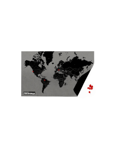Palomar PinWorld by Country Mini, 77 x 48cm Polymer Felt World Map, Pinnable Travel Map, 15 Red Pins - Black