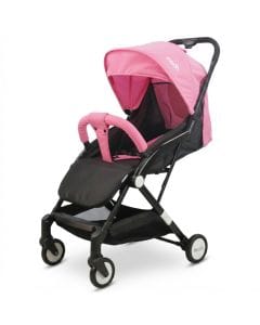 The Moon Brand TravelLite Compact Stroller - Lightweight Cabin-Approved Foldable Pram for Newborns Pink, 0-18 kg,  5-Point Harness