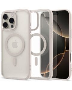 Spigen Ultra Hybrid MagFit Case for iPhone 16 Pro, Frost Natural Titanium, Clear Shockproof Cover with MagSafe Compatibility