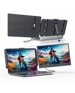 V2COM S1 Laptop Screen Extender, 14.1" FHD IPS Display, Portable Monitor, Plug & Play, Wide Compatibility | Black