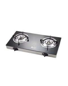 Oscar OG7092 2-Burner Gas Stove, Toughened Glass Top, Auto Piezo Ignition, Heavy-Duty Cast Iron Burners, Easy Clean | Black