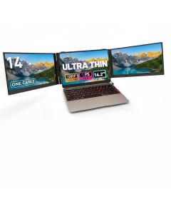 V2COM 14" Triple Laptop Screen Extender, One Cable USB-C Portable Monitor, FHD 1080P Ultra-Thin Lightweight Triple Screen for 1317" Laptops - Black