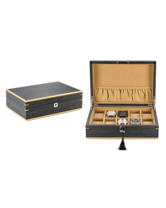Luxury Signature 10 Slots Wooden Watch Box, MDF with Walnut Veneer, Ginko Finish, Matte Design, Ivory Velvet Lining, 305x210x95mm