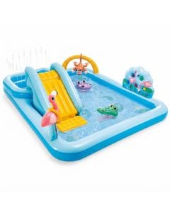 Intex Jungle Adventures Water Play Center, Inflatable Kids Pool with Water Slide, Outdoor Summer Toy, Multicolor