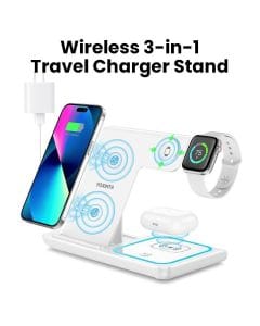 Yoxinta Wireless 3-in-1 Travel Charger Stand for iPhone, Apple Watch & Airpods