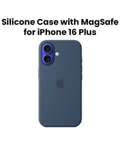 Apple Silicone Case With MagSafe For iPhone 16 Plus, Microfibre Lining, Comprehensive Protection, Premium Recycled Material - Denim - MYYA3ZM/A