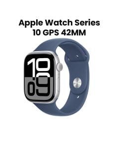 Apple Watch Series 10 GPS M/L 42mm, Always-On Retina Display, Water Resistant - Silver Aluminum Case With Denim Sport Band