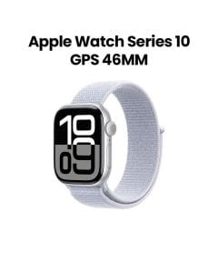 Apple Watch Series 10 GPS 46mm, Built-in Advanced GPS, Health And Fitness Monitoring - Silver Aluminium Case With Blue Cloud Sport Loop