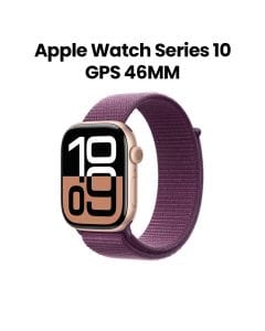 Apple Watch Series 10 GPS 46mm, Built-in Advanced GPS, Health And Fitness Monitoring - Rose Gold Aluminium Case With Plum Sport Loop