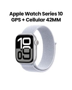 Apple Watch Series 10 GPS + Cellular 42mm Silver Aluminium Case with Blue Cloud Sport Loop | MWX53QA/A
