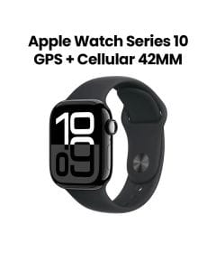Apple Watch Series 10 GPS + Cellular 42mm Jet Black Aluminium Case with Black Sport Band - M/L | MWX73QA/A