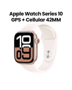 Apple Watch Series 10 GPS + Cellular 42mm Rose Gold Aluminium Case with Light Blush Sport Band - S/M