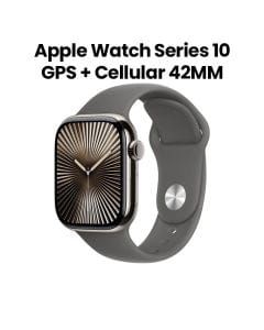 Apple Watch Series 10 GPS + Cellular 42mm Natural Titanium Case with Stone Grey Sport Band - S/M | MWXD3QA/A