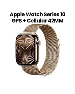 Apple Watch Series 10 GPS + Cellular 42mm, Cellular Connectivity, Advanced Health Insights - Gold Titanium Case With Gold Milanese Loop