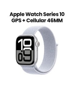 Apple Watch Series 10 GPS + Cellular 46mm Silver Aluminium Case with Blue Cloud Sport Loop | MWY23QA/A