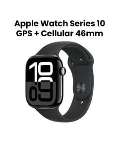Apple Watch Series 10 GPS + Cellular 46mm Jet Black Aluminium Case with Black Sport Band - S/M | MWY33QA/A