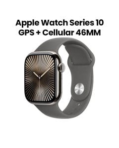 Apple Watch Series 10 GPS + Cellular 46mm Natural Titanium Case with Stone Grey Sport Band - S/M | MWY93QA/A