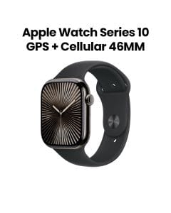 Apple Watch Series 10 GPS + Cellular M/L 46mm, Always-On Display, Emergency SOS, Temperature Sensing, ECG App - Slate Titanium Case With Black Sport Band