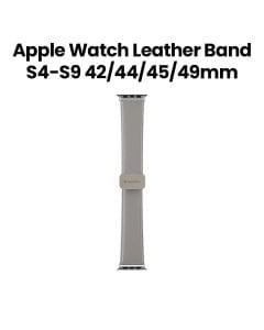 SwitchEasy Genuine Leather Watch Band with Magnetic Lock for Apple Watch Series 4-Series 9 42/44/45/49mm Gray | SAW459238GR24 