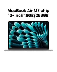 Apple MacBook Air 16GB RAM 256GB SSD 13 Inch, M3 Chip, 8-Core CPU And 8-Core GPU, Liquid Retina Display - Silver - MC8H4AB/A