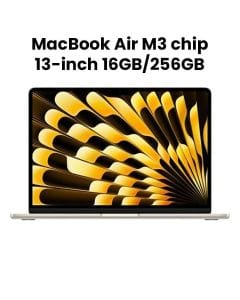 Apple MacBook Air 16GB RAM 256GB SSD 13 Inch, M3 Chip, 8-Core CPU And 8-Core GPU, Liquid Retina Display - Starlight - MC8J4ZS/A