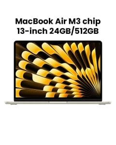 Apple MacBook Air 24GB RAM 512GB SSD 13 Inch, M3 Chip, 8-Core CPU And 10-Core GPU, Liquid Retina Display - Starlight - MC8P4ZS/A