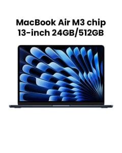 Apple MacBook Air 24GB RAM 512GB SSD 13 Inch, M3 Chip, 8-Core CPU And 10-Core GPU, Liquid Retina Display - Midnight - MC8Q4AB/A