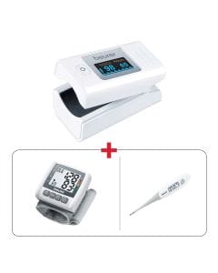 Beurer PO 35 Pulse Oximeter + Beurer BC 30 Wrist Blood Pressure Monitor + Beurer FT 13 Digital Thermometer White