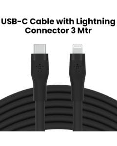BELKIN Flex USB-C to Lightning Silicone Cable - 3M Black | CAA009BT3MBK