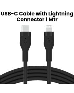 BELKIN Ultra Soft Silicone USB-C to Lightning Cable - 1M Black | CAA009BT1MBK