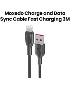 Moxedo USB-A to Lightning Charging & Data Sync Cable (3.0m) - Black | MX-NC038