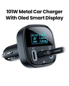Acefast 101W Metal Car Charger (2C+A) with OLED Smart Display - Black | B5